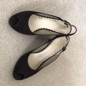 Liz Claiborne sling-back open-toed suede heels